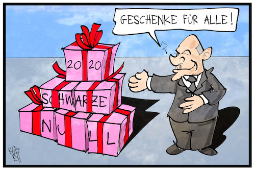 Cartoon: Haushalt 2020 (medium) by Kostas Koufogiorgos tagged karikatur,koufogiorgos,illustration,cartoon,haushalt,geld,budget,scholz,paket,geschenk,haushaltsdebatte,karikatur,koufogiorgos,illustration,cartoon,haushalt,geld,budget,scholz,paket,geschenk,haushaltsdebatte