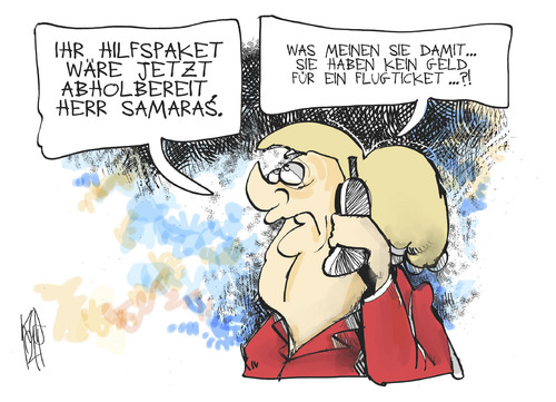 Cartoon: Hilfspaket für Griechenland (medium) by Kostas Koufogiorgos tagged bundestag,griechenland,merkel,samaras,hilfe,geld,kredit,ticket,europa,euro,schulden,krise,karikatur,kostas,koufogiorgos,bundestag,griechenland,merkel,samaras,hilfe,geld,kredit,ticket,europa,euro,schulden,krise,karikatur,kostas,koufogiorgos