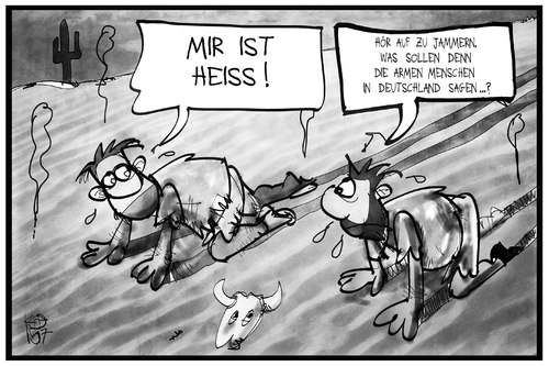 Cartoon: Hitzewelle (medium) by Kostas Koufogiorgos tagged karikatur,koufogiorgos,illustration,cartoon,hitzewelle,wüste,klima,wetter,deutschland,hoch,annelie,sommer,temperatur,karikatur,koufogiorgos,illustration,cartoon,hitzewelle,wüste,klima,wetter,deutschland,hoch,annelie,sommer,temperatur