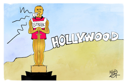 Cartoon: Hollywood (medium) by Kostas Koufogiorgos tagged karikatur,koufogiorgos,hollywood,streik,oscar,schauspieler,gewerkschaft,karikatur,koufogiorgos,hollywood,streik,oscar,schauspieler,gewerkschaft