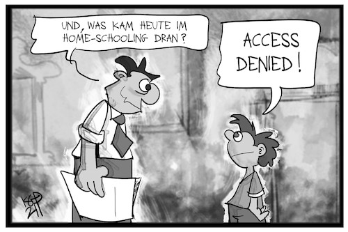 Cartoon: Homeschooling (medium) by Kostas Koufogiorgos tagged karikatur,koufogiorgos,illustration,cartoon,homeschooling,schule,schüler,englisch,server,moodle,bildung,digitalisierung,karikatur,koufogiorgos,illustration,cartoon,homeschooling,schule,schüler,englisch,server,moodle,bildung,digitalisierung