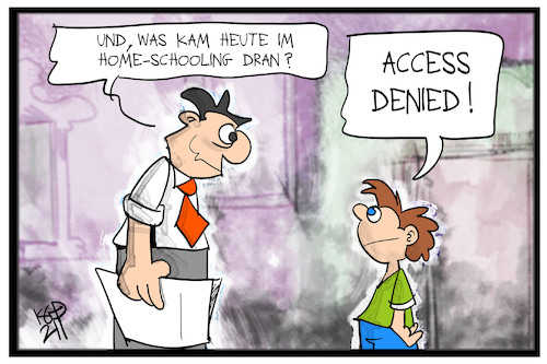 Cartoon: Homeschooling (medium) by Kostas Koufogiorgos tagged karikatur,koufogiorgos,illustration,cartoon,homeschooling,schule,schüler,englisch,server,moodle,bildung,digitalisierung,karikatur,koufogiorgos,illustration,cartoon,homeschooling,schule,schüler,englisch,server,moodle,bildung,digitalisierung