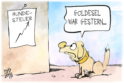 Cartoon: Hundesteuer (medium) by Kostas Koufogiorgos tagged karikatur,koufogiorgos,hundesteuer,goldesel,steuereinnahmen,karikatur,koufogiorgos,hundesteuer,goldesel,steuereinnahmen