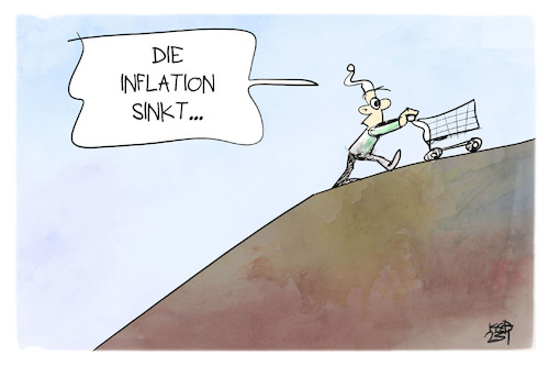 Cartoon: Inflation (medium) by Kostas Koufogiorgos tagged karikatur,koufogiorgos,inflation,verbraucher,einkaufswagen,berg,teuerung,steil,karikatur,koufogiorgos,inflation,verbraucher,einkaufswagen,berg,teuerung,steil