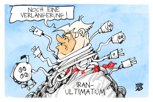 Cartoon: Iran-Ultimatum (medium) by Kostas Koufogiorgos tagged karikatur,koufogiorgos,trump,ultimatum,verlängerung,kabel,karikatur,koufogiorgos,trump,ultimatum,verlängerung,kabel