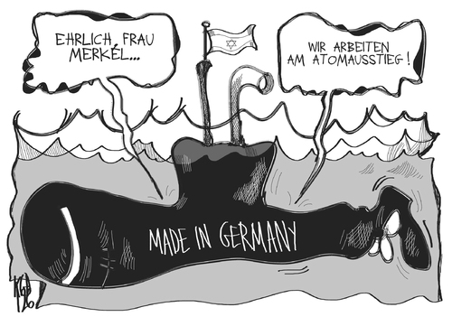 Cartoon: Israel (medium) by Kostas Koufogiorgos tagged israel,deutschland,made,in,germany,merkel,uboot,atomwaffen,nuklear,rakete,atomausstieg,karikatur,kostas,koufogiorgos,israel,deutschland,uboot,atomwaffen,nuklear,rakete,atomausstieg,samson