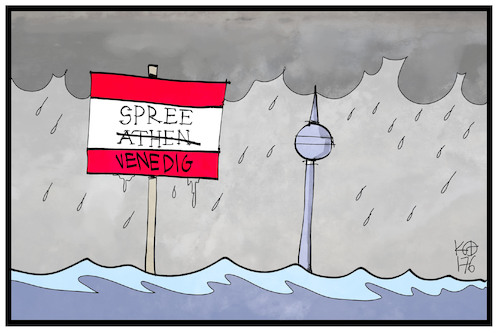 Cartoon: Jahrhundertregen in Berlin (medium) by Kostas Koufogiorgos tagged karikatur,koufogiorgos,illustration,cartoon,regen,athen,venedig,spree,wetter,wasser,sintflut,berlin,naturkatastrophe,karikatur,koufogiorgos,illustration,cartoon,regen,athen,venedig,spree,wetter,wasser,sintflut,berlin,naturkatastrophe