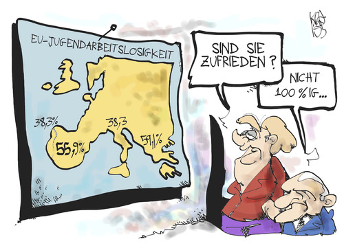 Cartoon: Jugendarbeitslosigkeit in Europa (medium) by Kostas Koufogiorgos tagged europa,eu,arbeitslosigkeit,jugend,merkel,schäuble,krise,karikatur,koufogiorgos,europa,eu,arbeitslosigkeit,jugend,merkel,schäuble,krise,karikatur,koufogiorgos