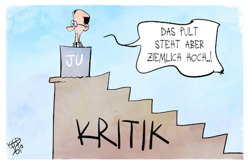 Cartoon: Junge Union (medium) by Kostas Koufogiorgos tagged karikatur,koufogiorgos,union,cdu,pult,kritik,stufen,merz,karikatur,koufogiorgos,union,cdu,pult,kritik,stufen,merz