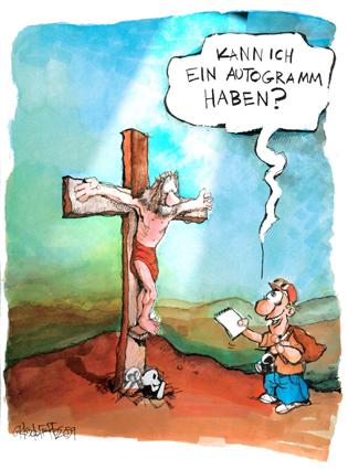 Cartoon: Kann ich ein Autogramm haben? (medium) by Kostas Koufogiorgos tagged religion,religion,jesus,bibel,katholik,evangelisch,kreuz,kreuzigung,kreuzigen,kruzifix,nagel,auferstehung,wiederauferstehung,kirche,karfreitag,glauben,autogramm,star,promi,prominenz,prominent,berühmt,berühmtheit,popularität,populär