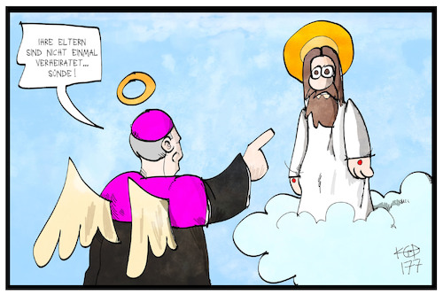 Cartoon: Kardinal Meisner (medium) by Kostas Koufogiorgos tagged karikatur,koufogiorgos,illustration,cartoon,meisner,kardinal,jesus,christus,kirche,religion,katholisch,konservativ,ehe,unehelich,maria,josef,wolke,himmel,paradies,tod,engel,karikatur,koufogiorgos,illustration,cartoon,meisner,kardinal,jesus,christus,kirche,religion,katholisch,konservativ,ehe,unehelich,maria,josef,wolke,himmel,paradies,tod,engel