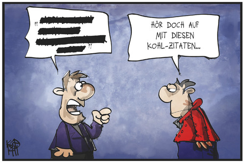 Cartoon: Kohl-Zitate (medium) by Kostas Koufogiorgos tagged karikatur,koufogiorgos,illustration,cartoon,kohl,zitat,schwan,buch,zensur,schwärzung,altbundeskanzler,biographie,karikatur,koufogiorgos,illustration,cartoon,kohl,zitat,schwan,buch,zensur,schwärzung,altbundeskanzler,biographie