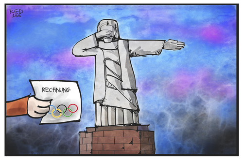 Cartoon: Kosten für Olympia (medium) by Kostas Koufogiorgos tagged karikatur,koufogiorgos,illustration,cartoon,olympia,jesus,statue,rio,olympische,spiele,sport,grossereignis,kosten,wirtschaft,finanzen,notstand,karikatur,koufogiorgos,illustration,cartoon,olympia,jesus,statue,rio,olympische,spiele,sport,grossereignis,kosten,wirtschaft,finanzen,notstand