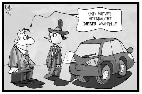 Cartoon: Kraftstoffverbrauch (medium) by Kostas Koufogiorgos tagged karikatur,koufogiorgos,illustration,cartoon,kraftstoffverbrauch,autohaendler,benzin,kraftstoff,auto,kosten,verbraucher,pinocchio,luege,betrug,wirtschaft,automobilindustrie,karikatur,koufogiorgos,illustration,cartoon,kraftstoffverbrauch,autohaendler,benzin,kraftstoff,auto,kosten,verbraucher,pinocchio,luege,betrug,wirtschaft,automobilindustrie