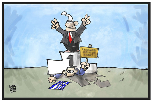 Cartoon: Krisengewinner (medium) by Kostas Koufogiorgos tagged karikatur,koufogiorgos,illustration,cartoon,griechenland,deutschland,krise,gewinner,sieg,schuldenkrise,krisengewinner,michel,europa,sieger,ehrung,karikatur,koufogiorgos,illustration,cartoon,griechenland,deutschland,krise,gewinner,sieg,schuldenkrise,krisengewinner,michel,europa,sieger,ehrung