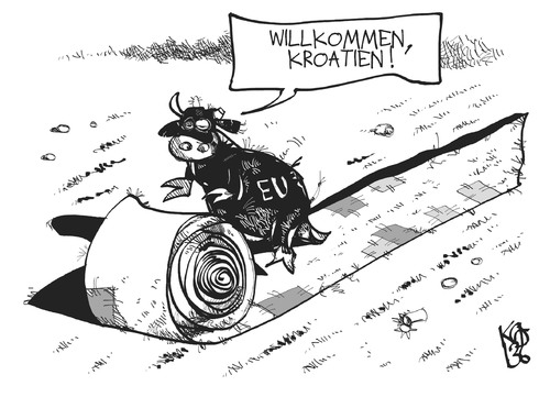 Cartoon: Kroatien (medium) by Kostas Koufogiorgos tagged eu,europa,kroatien,stier,mitglied,karikatur,koufogiorgos,balkan,eu,europa,kroatien,stier,mitglied,karikatur,koufogiorgos,balkan