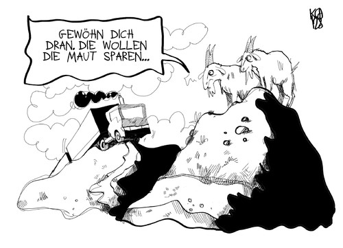 Cartoon: LKW-Maut (medium) by Kostas Koufogiorgos tagged lkw,maut,bundesstrasse,verkehr,karikatur,kostas,koufogiorgos