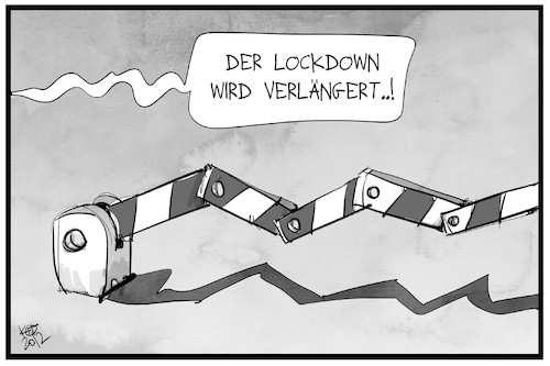 Cartoon: Lockdownverlängerung (medium) by Kostas Koufogiorgos tagged karikatur,koufogiorgos,illustration,cartoon,lockdown,verlängerung,schranke,ausgangssperre,pandemie,corona,karikatur,koufogiorgos,illustration,cartoon,lockdown,verlängerung,schranke,ausgangssperre,pandemie,corona