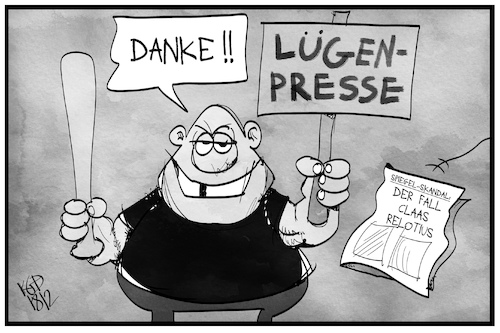 Cartoon: Lügenpresse (medium) by Kostas Koufogiorgos tagged karikatur,koufogiorgos,illustration,cartoon,claas,relotius,lügenpresse,journalismus,populismus,presse,medien,karikatur,koufogiorgos,illustration,cartoon,claas,relotius,lügenpresse,journalismus,populismus,presse,medien