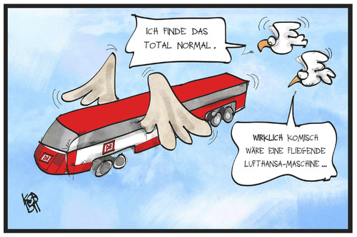 Cartoon: Lufthansa-Streik (medium) by Kostas Koufogiorgos tagged karikatur,koufogiorgos,illustration,cartoon,lufthansa,streik,ufo,db,bahn,fliegen,vogel,arbeitskampf,verkehrsmittel,transport,karikatur,koufogiorgos,illustration,cartoon,lufthansa,streik,ufo,db,bahn,fliegen,vogel,arbeitskampf,verkehrsmittel,transport