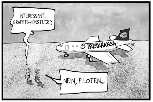 Cartoon: Lufthansa (medium) by Kostas Koufogiorgos tagged karikatur,koufogiorgos,illustration,cartoon,lufthansa,streik,piloten,graffiti,flugzeug,flughafen,arbeit,arbeitskampf,streikhansa,kunst,karikatur,koufogiorgos,illustration,cartoon,lufthansa,streik,piloten,graffiti,flugzeug,flughafen,arbeit,arbeitskampf,streikhansa,kunst