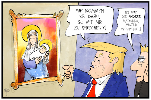 Cartoon: Madonna vs. Trump (medium) by Kostas Koufogiorgos tagged karikatur,koufogiorgos,cartoon,madonna,popstar,musik,trump,präsident,ikone,heilig,beleidigung,verwechslung,womens,march,protest,demonstration,karikatur,koufogiorgos,cartoon,madonna,popstar,musik,trump,präsident,ikone,heilig,beleidigung,verwechslung,womens,march,protest,demonstration