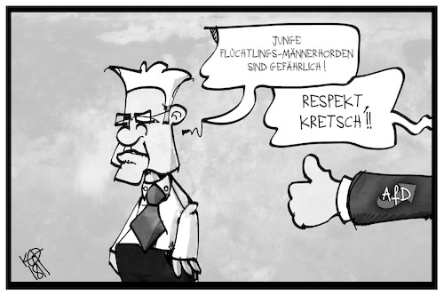 Cartoon: Männerhorden-Spruch (medium) by Kostas Koufogiorgos tagged karikatur,koufogiorgos,illustration,cartoon,kretschmann,gruene,männerhorden,afd,populismus,politik,karikatur,koufogiorgos,illustration,cartoon,kretschmann,gruene,männerhorden,afd,populismus,politik