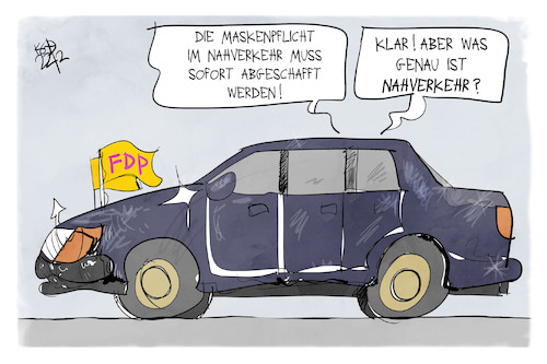 Cartoon: Maskenpflicht im Nahverkehr (medium) by Kostas Koufogiorgos tagged karikatur,koufogiorgos,fdp,nahverkehr,öpnv,maskenpflicht,corona,auto,karikatur,koufogiorgos,fdp,nahverkehr,öpnv,maskenpflicht,corona,auto