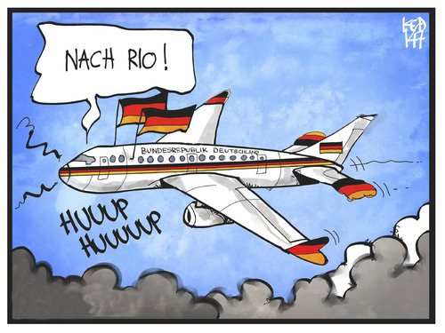 Cartoon: Merkel und Gauck (medium) by Kostas Koufogiorgos tagged karikatur,koufogiorgos,illustration,cartoon,merkel,gauck,luftwaffe,flugzeug,fahne,flagge,deutschland,fan,fussball,wm,sport,finale,rio,karikatur,koufogiorgos,illustration,cartoon,merkel,gauck,luftwaffe,flugzeug,fahne,flagge,deutschland,fan,fussball,wm,sport,finale,rio