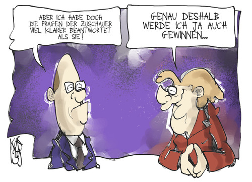 Cartoon: Merkel und Steinbrück (medium) by Kostas Koufogiorgos tagged merkel,steinbrück,wahlkampf,bundeskanzler,bundestagswahl,karikatur,koufogiorgos,merkel,steinbrück,wahlkampf,bundeskanzler,bundestagswahl,karikatur,koufogiorgos