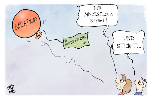 Cartoon: Mindestlohn vs. Inflation (medium) by Kostas Koufogiorgos tagged karikatur,koufogiorgos,inflation,mindestlohn,arbeit,ballon,anstieg,geld,lohn,karikatur,koufogiorgos,inflation,mindestlohn,arbeit,ballon,anstieg,geld,lohn