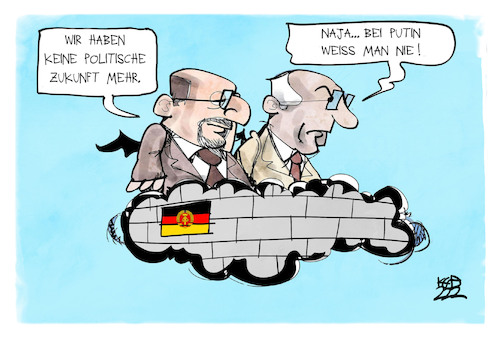 Cartoon: Mit Putin in die Zukunft (medium) by Kostas Koufogiorgos tagged karikatur,koufogiorgos,putin,ulbricht,honecker,ddr,sozialismus,zukunft,russland,imperialismus,karikatur,koufogiorgos,putin,ulbricht,honecker,ddr,sozialismus,zukunft,russland,imperialismus