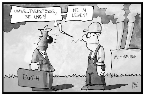 Cartoon: Moorburg (medium) by Kostas Koufogiorgos tagged karikatur,koufogiorgos,illustration,cartoon,moorburg,kraftwerk,hamburg,eugh,umweltschutz,verstoesse,gericht,urteil,kohlekraft,wirtschaft,karikatur,koufogiorgos,illustration,cartoon,moorburg,kraftwerk,hamburg,eugh,umweltschutz,verstoesse,gericht,urteil,kohlekraft,wirtschaft