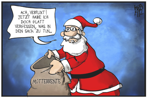 Cartoon: Mütterrente (medium) by Kostas Koufogiorgos tagged karikatur,koufogiorgos,illustration,cartoon,mütterrente,weihnachtsmann,geschenk,geld,politik,karikatur,koufogiorgos,illustration,cartoon,mütterrente,weihnachtsmann,geschenk,geld,politik