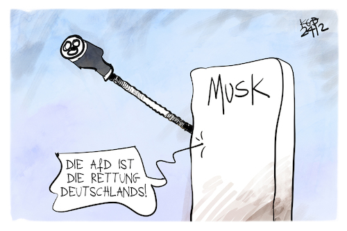 Cartoon: Musk und die AfD (medium) by Kostas Koufogiorgos tagged karikatur,koufogiorgos,afd,tesla,musk,extremismus,karikatur,koufogiorgos,afd,tesla,musk,extremismus