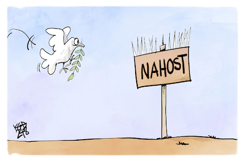 Cartoon: Nahost (medium) by Kostas Koufogiorgos tagged karikatur,koufogiorgos,nahost,friedenstaube,taubenabwehr,krieg,karikatur,koufogiorgos,nahost,friedenstaube,taubenabwehr,krieg