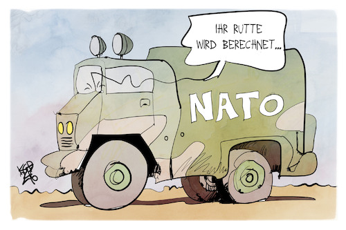 Cartoon: NATO-Chef (medium) by Kostas Koufogiorgos tagged karikatur,koufogiorgos,nato,rutte,route,navi,generalsekretär,karikatur,koufogiorgos,nato,rutte,route,navi,generalsekretär