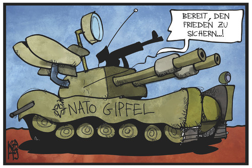 Cartoon: Nato-Gipfel (medium) by Kostas Koufogiorgos tagged karikatur,koufogiorgos,illustration,cartoon,nato,panzer,militätbündnis,waffen,frieden,krieg,konflikt,politik,verteidigung,karikatur,koufogiorgos,illustration,cartoon,nato,panzer,militätbündnis,waffen,frieden,krieg,konflikt,politik,verteidigung