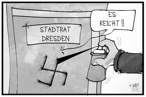 Cartoon: Nazinotstand Dresden (medium) by Kostas Koufogiorgos tagged karikatur,koufogiorgos,illustration,cartoon,nazinotstand,rechtsextremismus,stadtrat,dresden,symbol,nationalsozialismus,hakenkreuz,karikatur,koufogiorgos,illustration,cartoon,nazinotstand,rechtsextremismus,stadtrat,dresden,symbol,nationalsozialismus,hakenkreuz