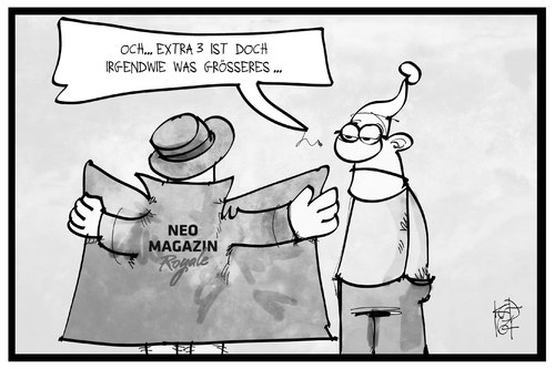 Cartoon: Neo Magazin Royale und Extra 3 (medium) by Kostas Koufogiorgos tagged karikatur,koufogiorgos,illustration,cartoon,boehmermann,extra,drei,satire,neo,magazin,royale,zdf,aufmerksamkeit,exhibitionist,comedian,karikatur,koufogiorgos,illustration,cartoon,boehmermann,extra,drei,satire,neo,magazin,royale,zdf,aufmerksamkeit,exhibitionist,comedian