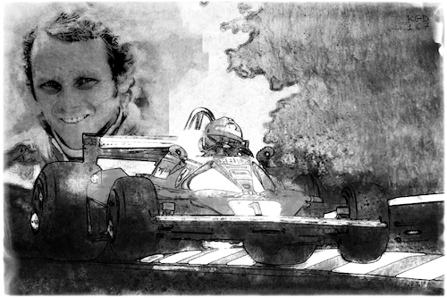 Cartoon: Niki Lauda (medium) by Kostas Koufogiorgos tagged karikatur,koufogiorgos,illustration,cartoon,niki,lauda,sport,rennsport,motorsport,formel,legende,sportler,karikatur,koufogiorgos,illustration,cartoon,niki,lauda,sport,rennsport,motorsport,formel,legende,sportler