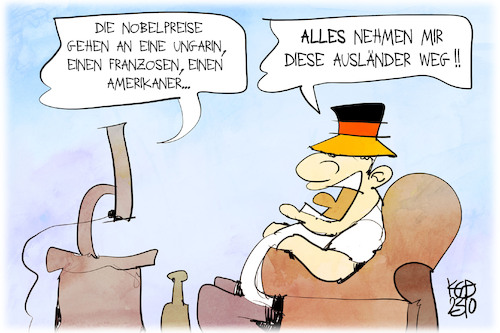 Cartoon: Nobelpreis-Woche (medium) by Kostas Koufogiorgos tagged karikatur,koufogiorgos,medizin,nobelpreis,mrna,impfstoff,querdenker,karikatur,koufogiorgos,medizin,nobelpreis,mrna,impfstoff,querdenker