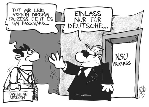 Cartoon: NSU-Prozess (medium) by Kostas Koufogiorgos tagged nsu,prozess,münchen,terrorismus,rassismus,rechtsextremismus,neonazi,terrorzelle,gericht,karikatur,kostas,koufogiorgos,nsu,prozess,münchen,terrorismus,rassismus,rechtsextremismus,neonazi,terrorzelle,gericht,karikatur,kostas,koufogiorgos