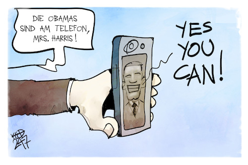 Cartoon: Obama unterstützt Harris (medium) by Kostas Koufogiorgos tagged karikatur,koufogiorgos,obama,harris,demokraten,wahlkampf,usa,karikatur,koufogiorgos,obama,harris,demokraten,wahlkampf,usa