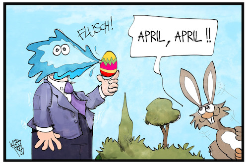 Cartoon: Ostern am 1. April (medium) by Kostas Koufogiorgos tagged karikatur,koufogiorgos,ilustration,cartoon,ostern,osterhase,osterei,aprilscherz,feiertag,osterfest,karikatur,koufogiorgos,ilustration,cartoon,ostern,osterhase,osterei,aprilscherz,feiertag,osterfest