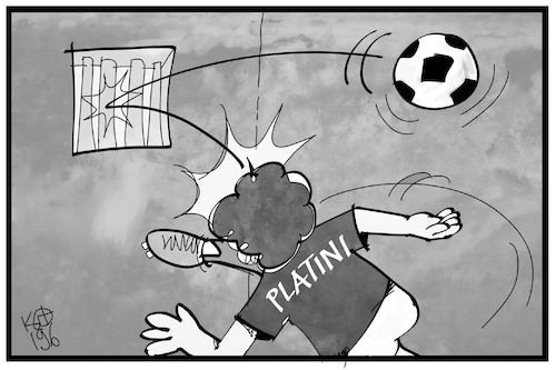 Cartoon: Platini (medium) by Kostas Koufogiorgos tagged karikatur,koufogiorgos,illustration,cartoon,platini,uefa,fussball,gefängnis,korruption,haft,verband,katar,wm,karikatur,koufogiorgos,illustration,cartoon,platini,uefa,fussball,gefängnis,korruption,haft,verband,katar,wm