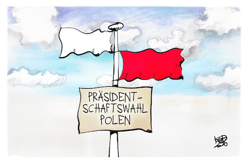 Cartoon: Polen ist gespalten (medium) by Kostas Koufogiorgos tagged karikatur,koufogiorgos,fahne,flagge,gespalten,polen,wahl,eu,karikatur,koufogiorgos,fahne,flagge,gespalten,polen,wahl,eu