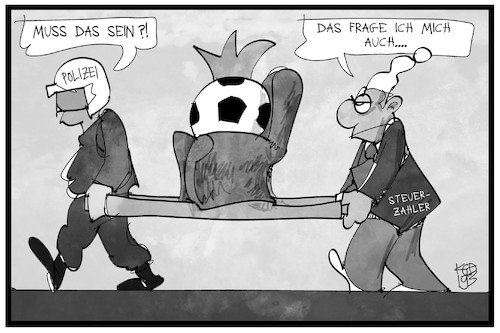 Cartoon: Polizeikosten Fußball (medium) by Kostas Koufogiorgos tagged karikatur,koufogiorgos,illustration,cartoon,fussball,könig,steuerzahler,kosten,polizei,polizist,sänfte,geld,steuergeld,karikatur,koufogiorgos,illustration,cartoon,fussball,könig,steuerzahler,kosten,polizei,polizist,sänfte,geld,steuergeld