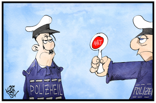 Cartoon: Polizheil (medium) by Kostas Koufogiorgos tagged karikatur,koufogiorgos,illustration,cartoon,rechtsextremismus,polizei,heil,terrorismus,nsu,polizist,karikatur,koufogiorgos,illustration,cartoon,rechtsextremismus,polizei,heil,terrorismus,nsu,polizist