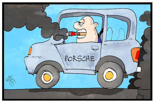 Cartoon: Porsche (medium) by Kostas Koufogiorgos tagged karikatur,koufogiorgos,illustration,cartoon,porsche,zulassung,fahrer,rauchen,abgas,dieselgate,abgasskandal,verbot,umwelt,luft,verschmutzung,karikatur,koufogiorgos,illustration,cartoon,porsche,zulassung,fahrer,rauchen,abgas,dieselgate,abgasskandal,verbot,umwelt,luft,verschmutzung